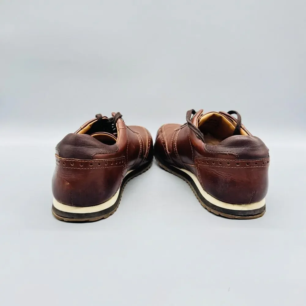 Johnston & Murphy Shoes Mens 8.5 Brown Leather Wingtip Sneakers Casual Comfort